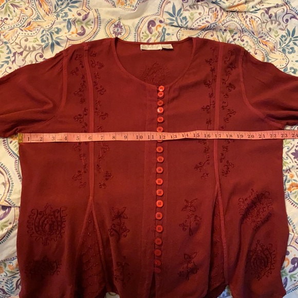 Vintage • Maroon Embroidered Peasant Top - Picture 8 of 12